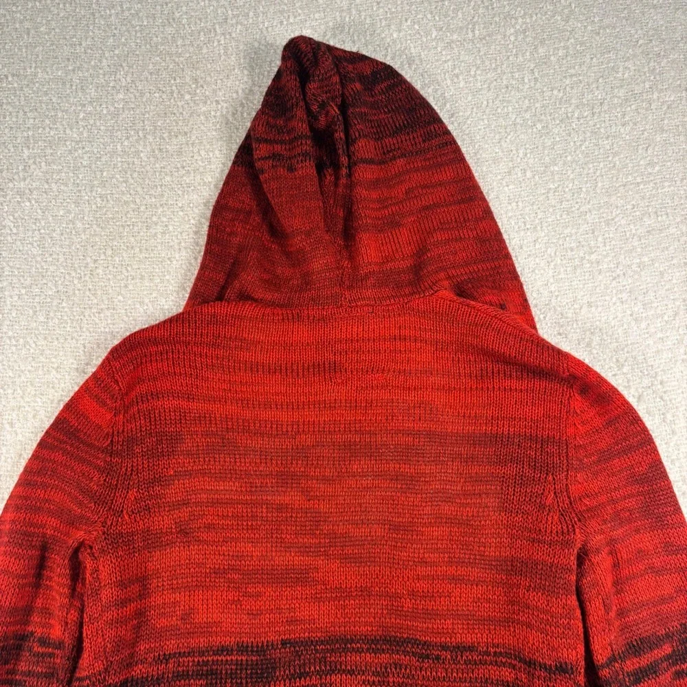 vintage 90s new yorks yoki y2k red black knit sweater hooded open cardigan goth